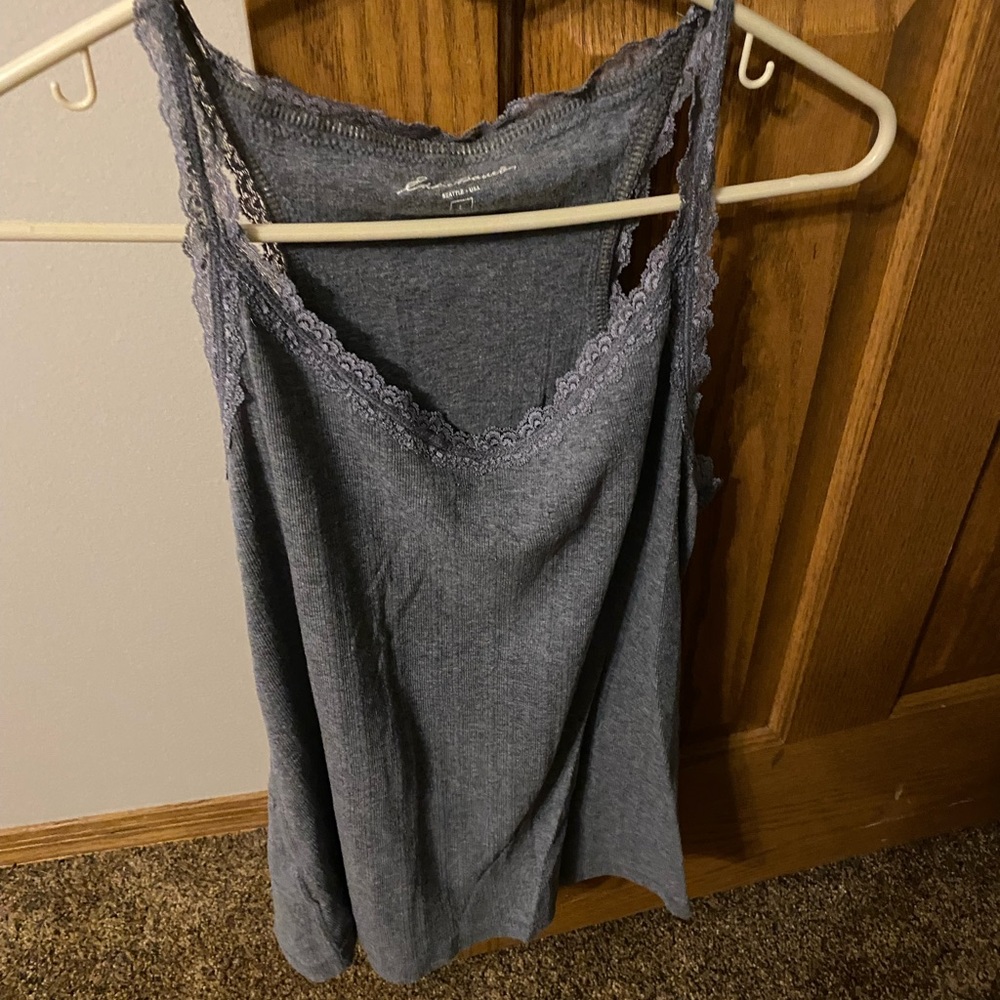 Gray tank, with Ruffles around the top!